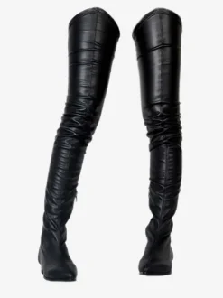 Cuissardes Bottes d'hiver pour femme à bout pointu et talon de chiot de couleur unie