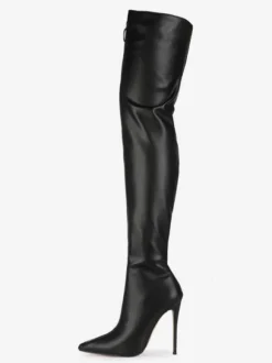 Cuissardes Bottes noires bout pointu zip talon haut Cuissardes pour les femmes