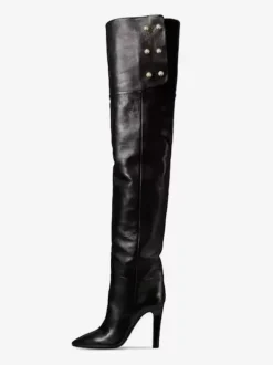 Cuissardes Chaussures Bottes Noires À Bout Pointu Talon Aiguille Femme