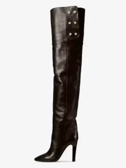 Cuissardes Chaussures Bottes Noires À Bout Pointu Talon Aiguille Femme