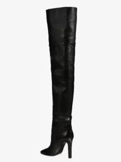 Cuissardes Chaussures Bottes Noires À Bout Pointu Talon Aiguille Femme