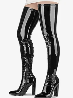 Cuissardes En Cuir À Talons Épais Pour Femmes Chaussures Sexy