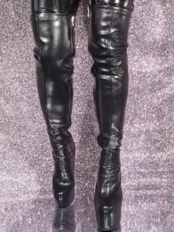 Cuissardes en cuir PU à talon aiguille pour femmes
