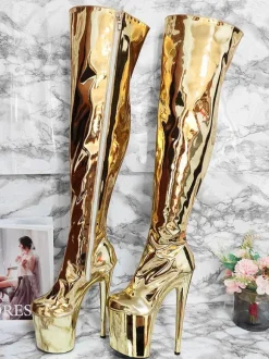 Cuissardes Femme à Talons Hauts Sexy avec Plateforme Unicolore