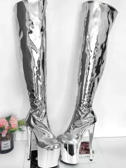 Cuissardes Femme à Talons Hauts Sexy avec Plateforme Unicolore