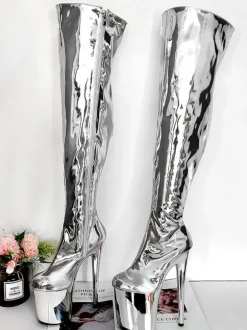 Cuissardes Femme à Talons Hauts Sexy avec Plateforme Unicolore