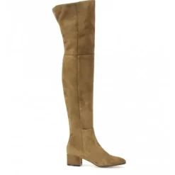 Cuissardes Femmes Bottes À Talons Épais Dessus En Micro-Daim