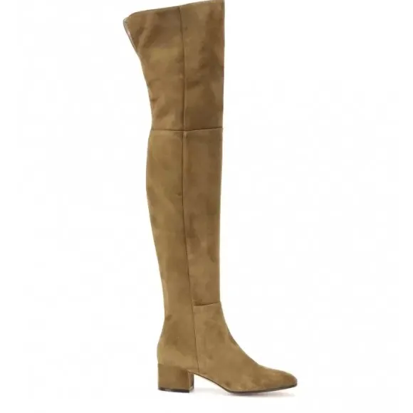 Cuissardes Femmes Bottes À Talons Épais Dessus En Micro-Daim