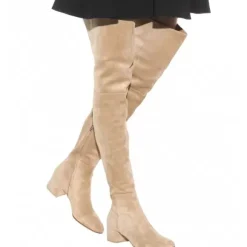Cuissardes Femmes Bottes À Talons Épais Dessus En Micro-Daim
