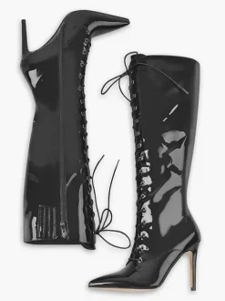 Cuissardes Hautes Au Genou À Lacet Femmes Bottes Hautes À Talons Aiguilles Chics Léopard