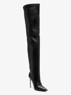 Cuissardes Noires À Bout Pointu À Talons Hauts Bottes Sexy Femme