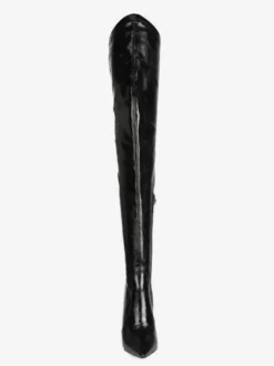 Cuissardes pour femmes Bottes noires à talons aiguilles et bout pointu
