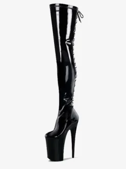 Cuissardes Sexy avec Plateforme à Talons Hauts avec Bout Rond à Lacets Bicolores