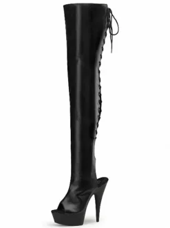 Cuissardes Sexy avec Plateforme à Talons Hauts avec Bout Ouvert à Lacets Bicolores