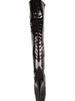 Cuissardes Sexy avec Plateforme à Talons Hauts avec Bout Ouvert à Lacets Bicolores