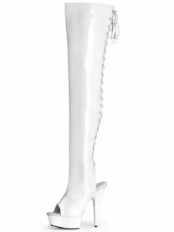 Cuissardes Sexy avec Plateforme à Talons Hauts avec Bout Ouvert à Lacets Bicolores