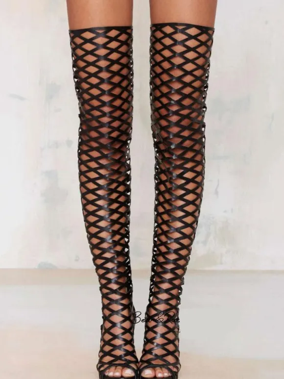 Cuissardes sexy femme d'été talon haut cuissardes de ballet