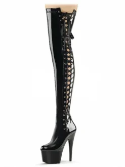 Cuissardes sexy femme noir talon haut chaussures de ballet