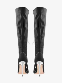 Cuissardes Style Sport De Grande Taille À Lacets À Bout Pointu Bottes À Talons Hauts