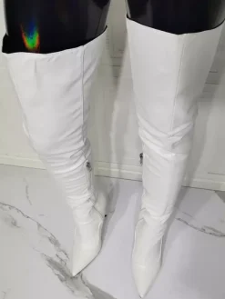 Cuissardes blanches à talons hauts pour femmes cuissardes sexy au dessus du genou
