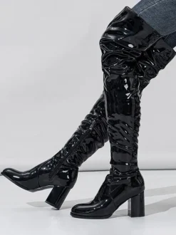 Cuissardes blanches à talons épais