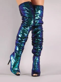Cuissardes Brillantes à talons aigus unicolore