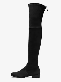 Cuissardes En Daim Femmes Bottes Plates Hautes Élastiques À Bout Rond