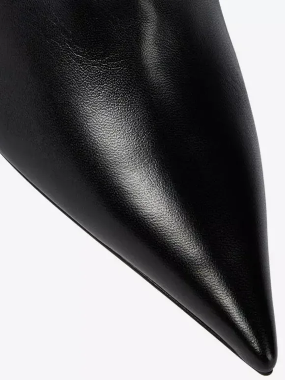 Cuissardes Femmes Chaussures Sexy Plissées Talon Haut Aiguille Bottes En Cuir PU
