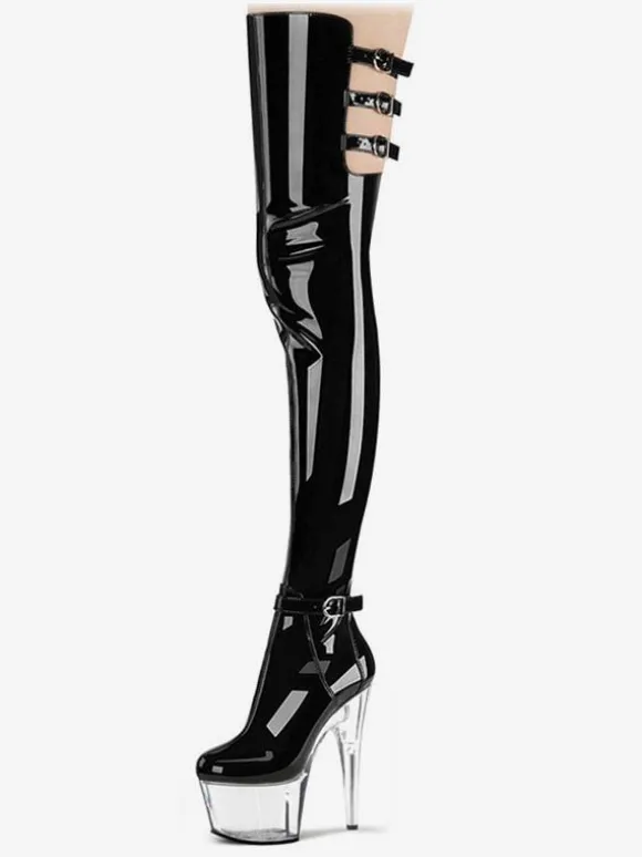 Cuissardes Femme à Talons Hauts Sexy avec Plateforme Unicolore Sexy