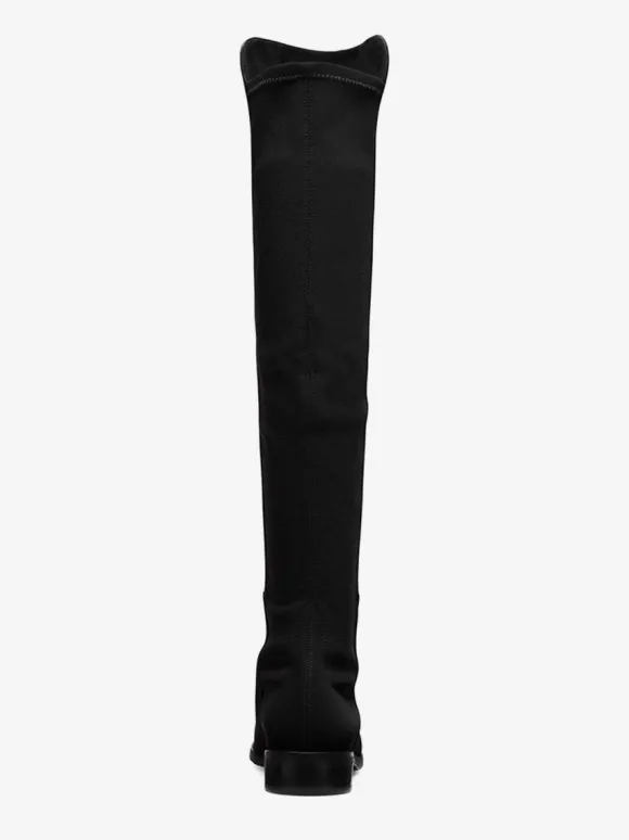 Cuissardes plates pour femmes bottes élastiques en daim chaussures