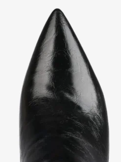 Cuissardes pour femmes Bottes à talons épais en cuir PU à bout pointu noir