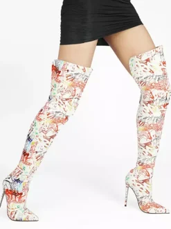 Cuissardes pour femmes bottes à bout pointu et talons hauts cuissardes