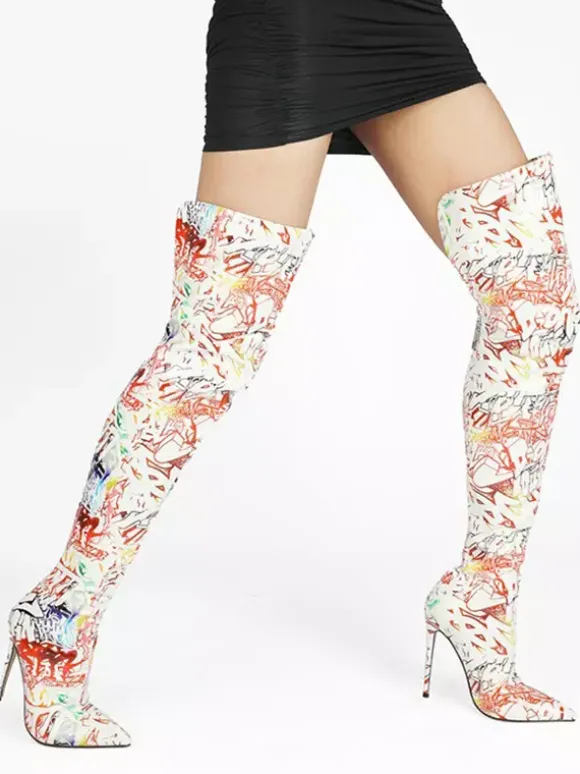 Cuissardes pour femmes bottes à bout pointu et talons hauts cuissardes