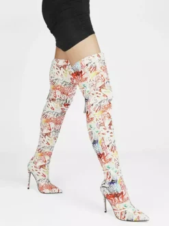 Cuissardes pour femmes bottes à bout pointu et talons hauts cuissardes