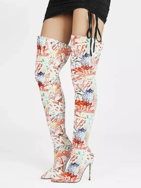 Cuissardes pour femmes bottes à bout pointu et talons hauts cuissardes