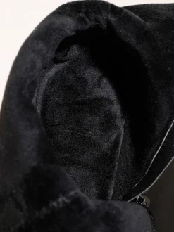 Cuissardes pour femmes Bottes d'hiver en cuir PU noir à bout carré et talon épais