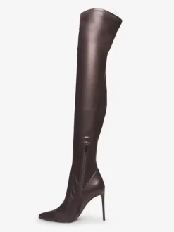 Cuissardes rouges à bout pointu et à talons hauts élastiques bottes au genou