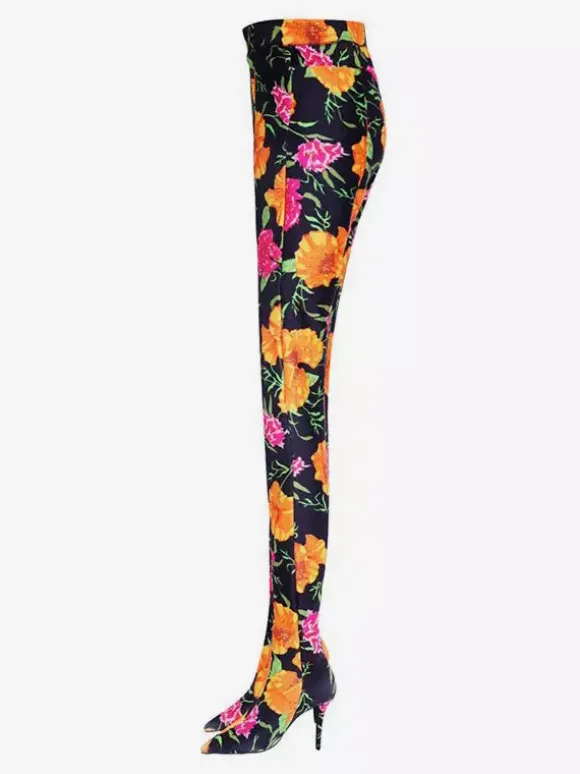 Cuissards Bout Pointu Talon Aiguille Tissu Élastique Pour Femmes