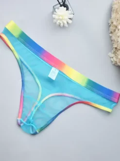 Culotte sexy pour homme Lingerie transparente bleue pour homme