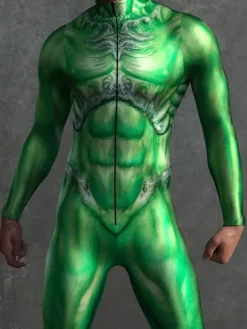 Cyberpunk Combinaisons Zentai à motifs Combinaison camouflage caméléon vert Body imprimé 3D Texture peau de reptile