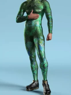 Cyberpunk Combinaisons Zentai à motifs Combinaison camouflage caméléon vert Body imprimé 3D Texture peau de reptile