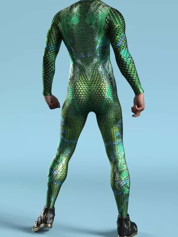 Cyberpunk Combinaisons Zentai à motifs Combinaison camouflage caméléon vert Body imprimé 3D Texture peau de reptile