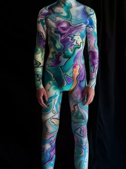 Cyberpunk Combinaisons zentai motifs Halloween Combinaison Cyberpunk pour homme armure mécanique costume de cosplay combinaison élastique steampunk