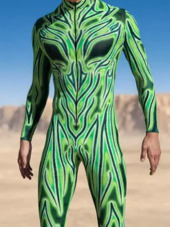 Cyberpunk Combinaisons zentai motifs Halloween Combinaison Catsuit à fermeture éclair pour homme adulte imprimée en 3D pour jeu fête zentai cosplay festival rave robot