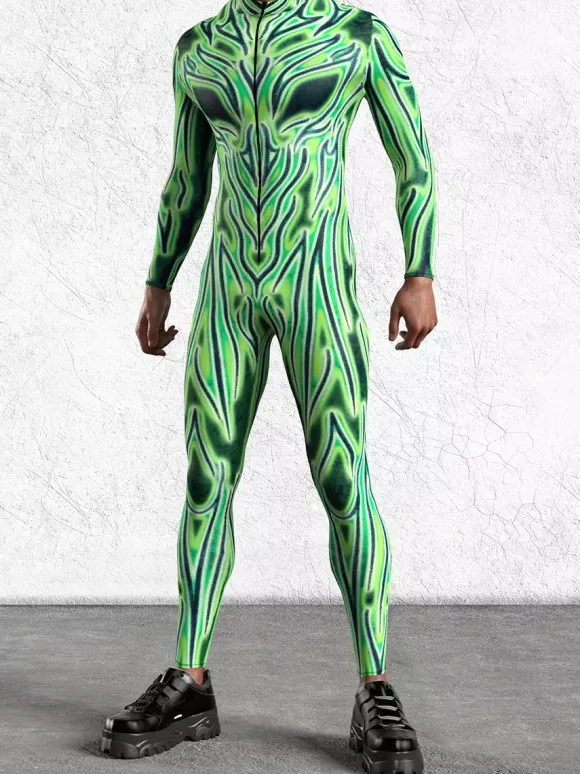 Cyberpunk Combinaisons zentai motifs Halloween Combinaison Catsuit à fermeture éclair pour homme adulte imprimée en 3D pour jeu fête zentai cosplay festival rave robot