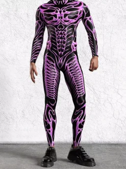 Cyberpunk Combinaisons zentai motifs Halloween Combinaison Catsuit à fermeture éclair pour homme adulte imprimée en 3D pour jeu fête zentai cosplay festival rave robot