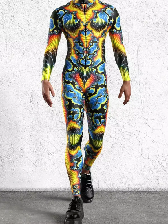 Cyberpunk Combinaisons zentai motifs Halloween Combinaison Catsuit à fermeture éclair pour homme adulte imprimée en 3D pour jeu fête zentai cosplay festival rave robot