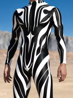 Cyberpunk Combinaisons zentai motifs Halloween Combinaison Catsuit à fermeture éclair pour homme adulte imprimée en 3D pour jeu fête zentai cosplay festival rave robot