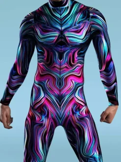 Cyberpunk Combinaisons zentai camouflage Halloween Combinaison Zentai Adulte Animal Robot 3D Imprimé Lycra Spandex Costumes Sexy
