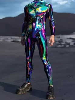 Cyberpunk Combinaisons zentai motifs Combinaison imprimée Halloween combinaison intégrale pour soirées à thème